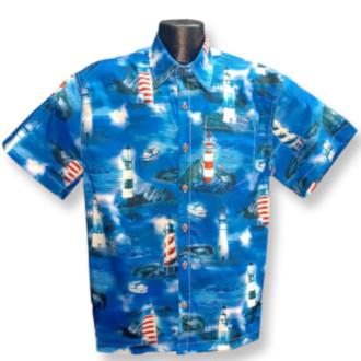 Mystic Lighthouses Hawaiian Shirt- Made in USA - of 100% Cotton by High Seas